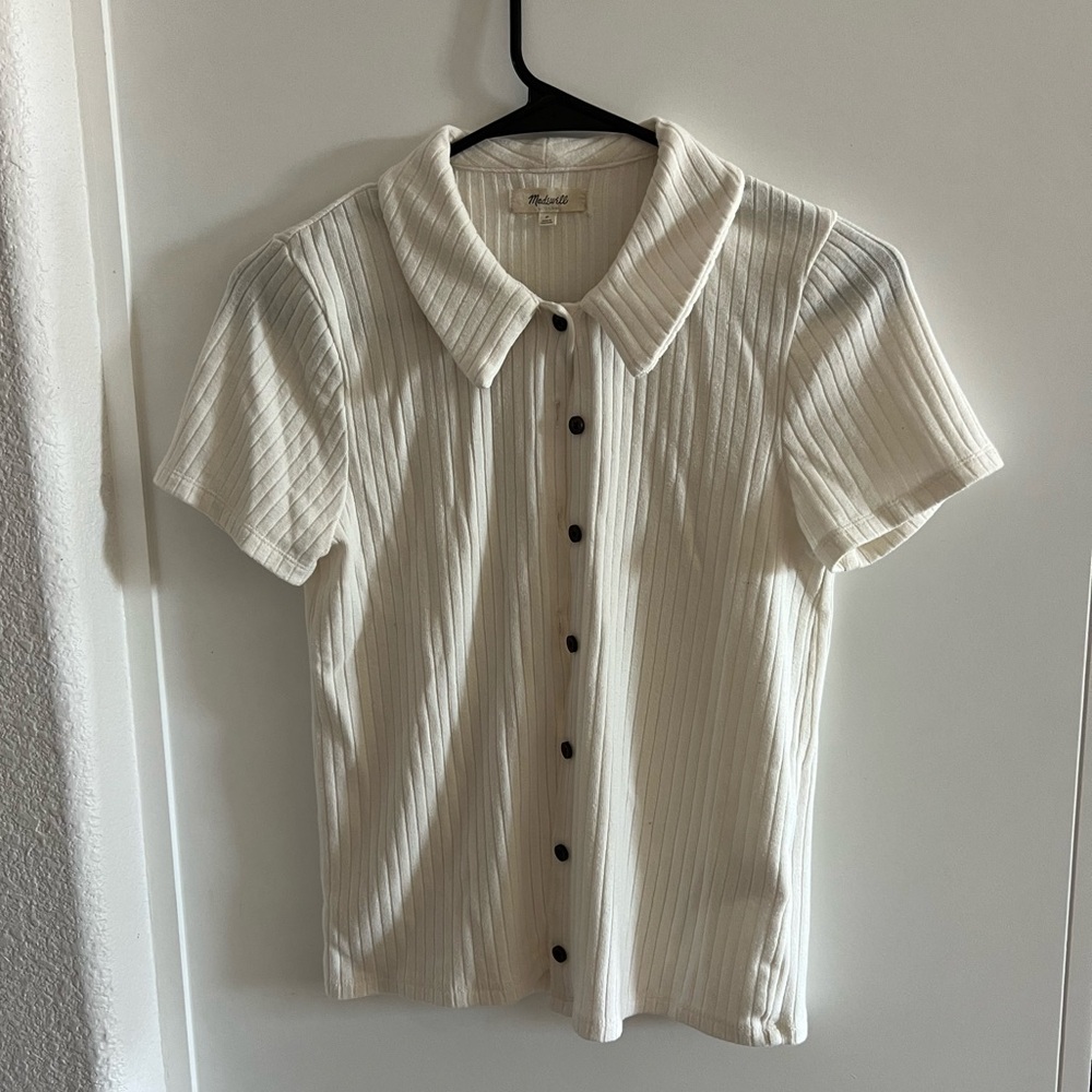 Madewell Ribbed Polo Button-Front Tee